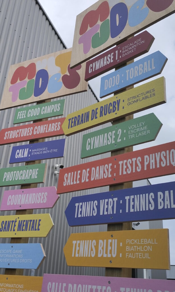 Totem directionnel en bois - Fleches imprimées